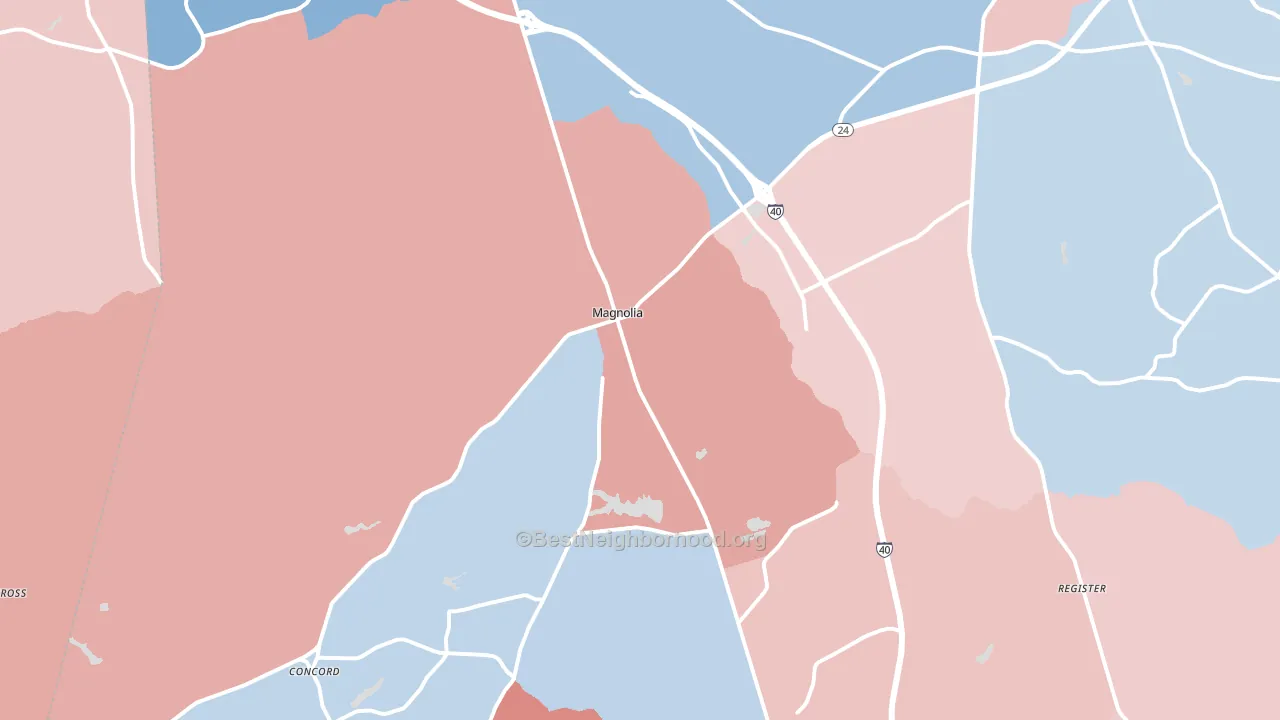 28453, NC block-group political-lean map