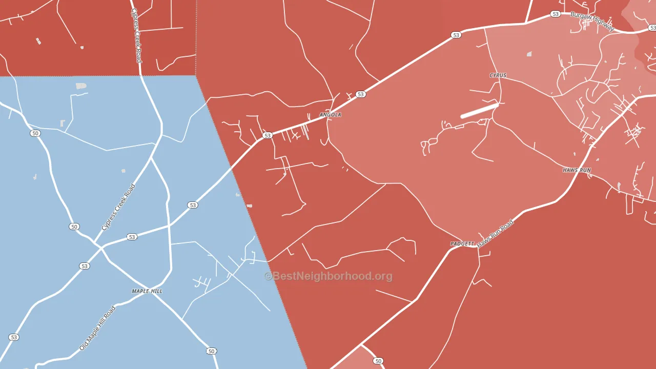 28454, NC block-group political-lean map
