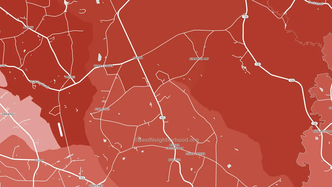 28455, NC block-group political-lean map