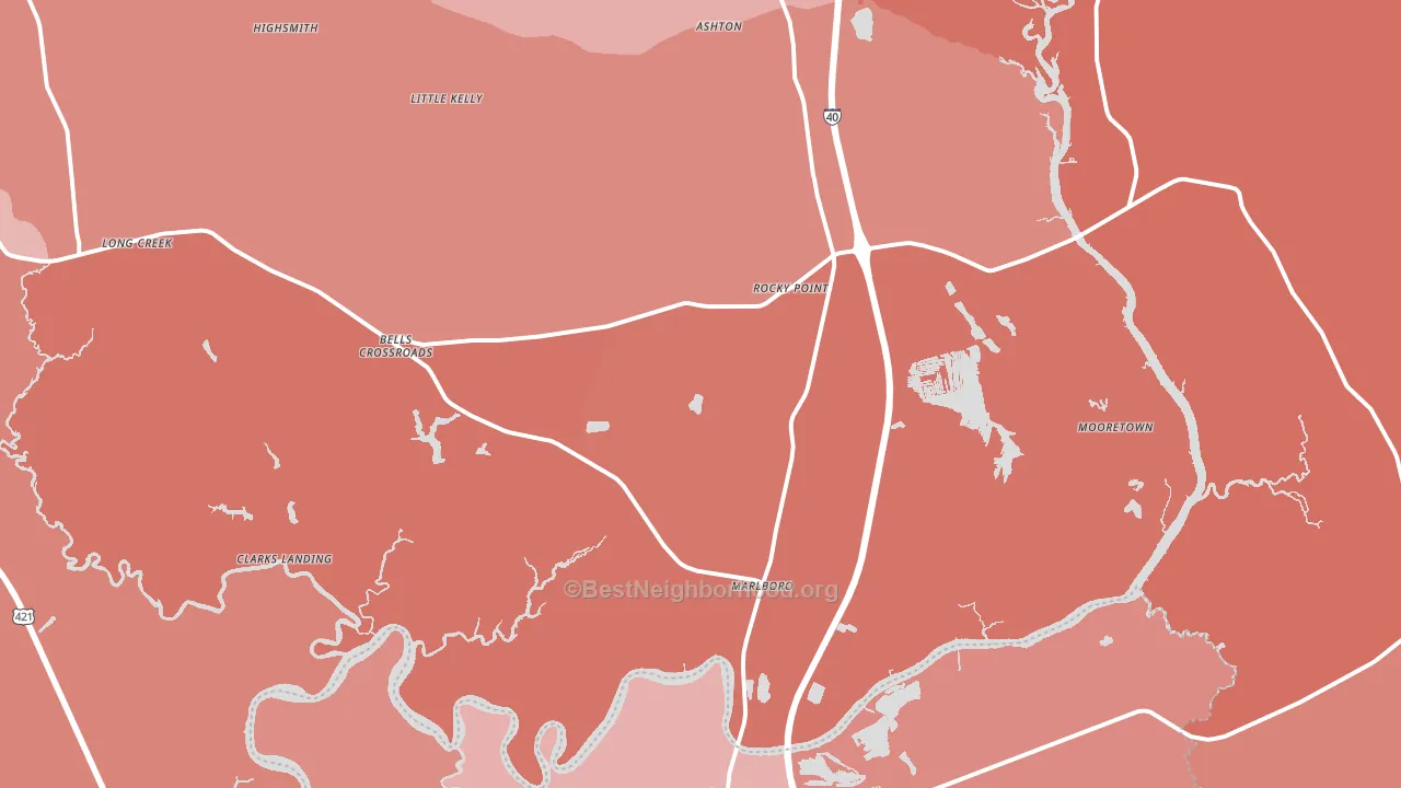 28457, NC block-group political-lean map