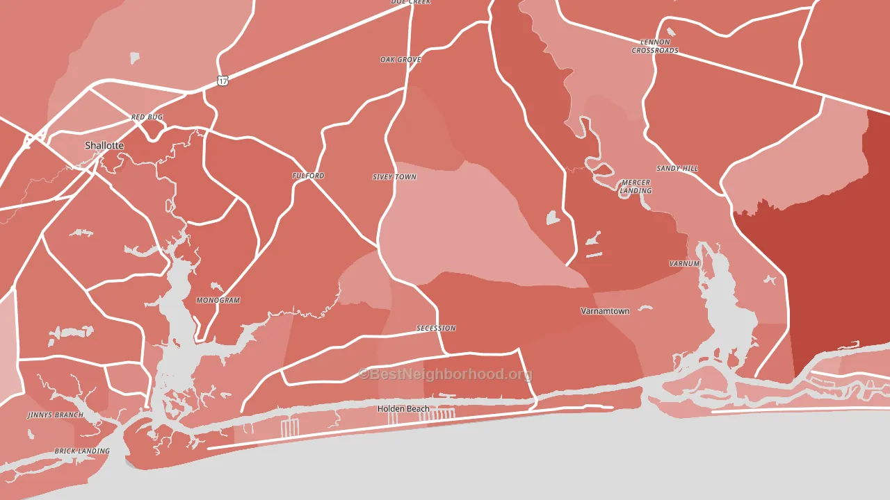 28462, NC block-group political-lean map
