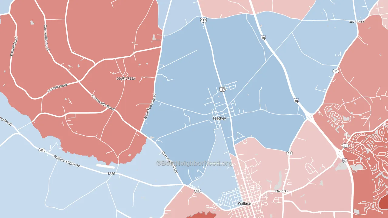 28464, NC block-group political-lean map