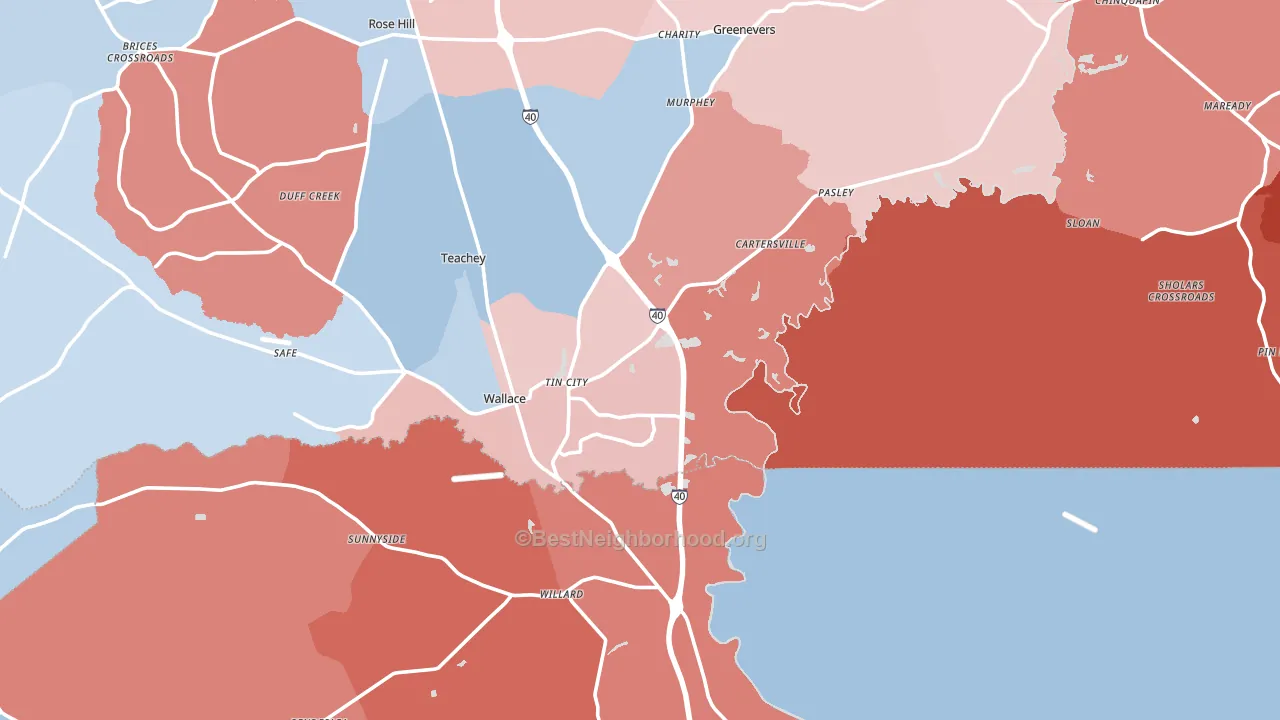 28466, NC block-group political-lean map