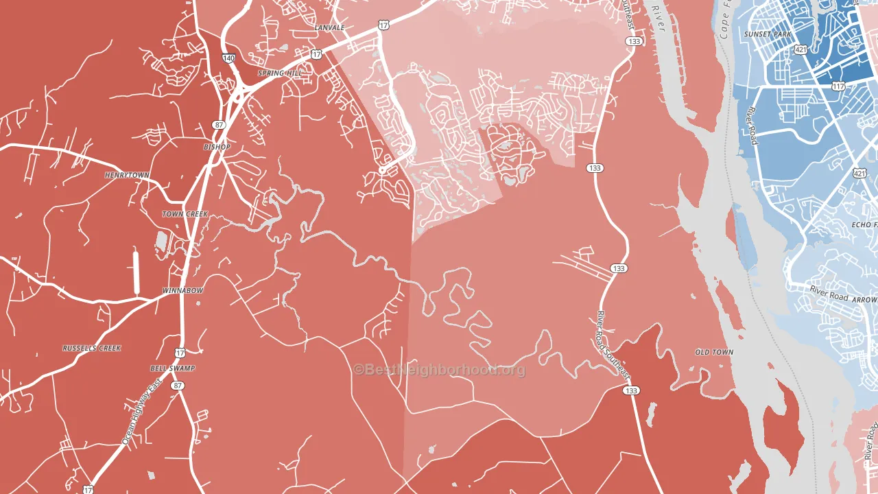 28479, NC block-group political-lean map