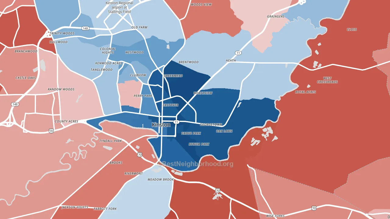 28501, NC block-group political-lean map