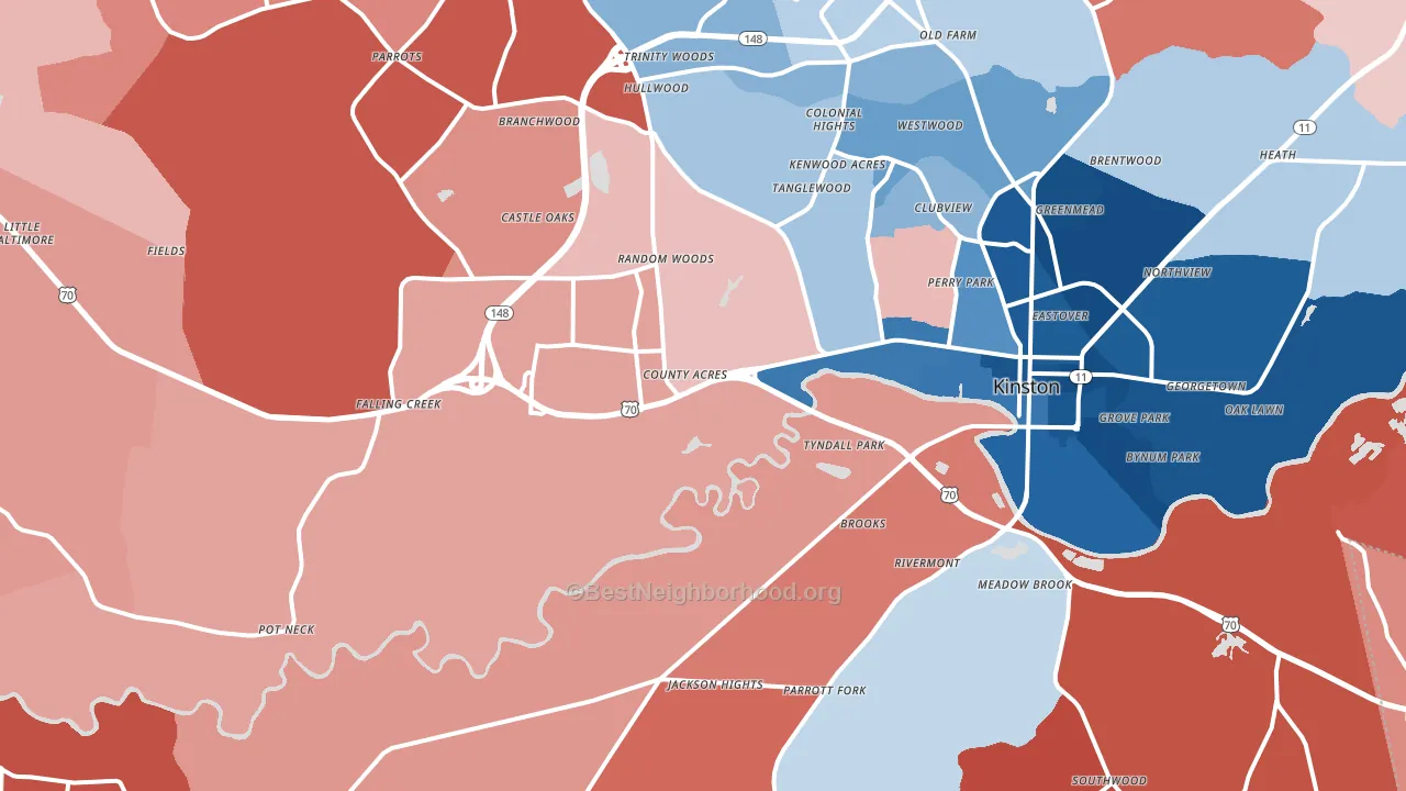 28504, NC block-group political-lean map