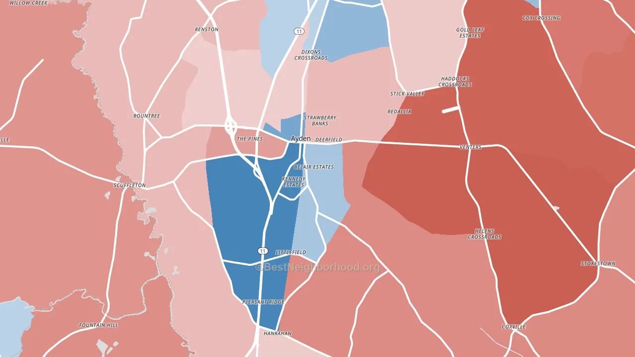 28513, NC block-group political-lean map