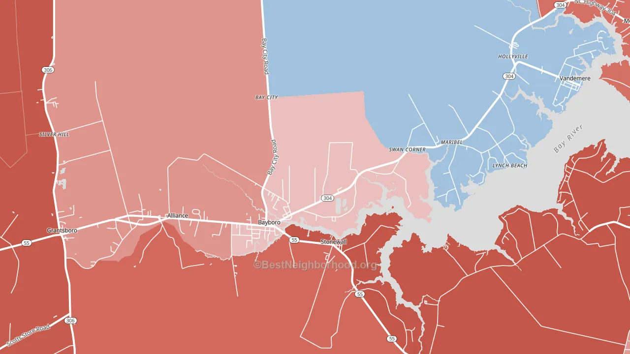 28515, NC block-group political-lean map