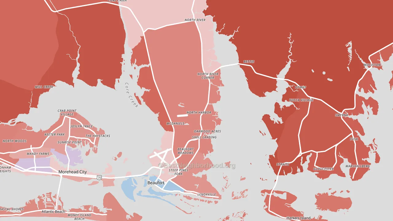 28516, NC block-group political-lean map