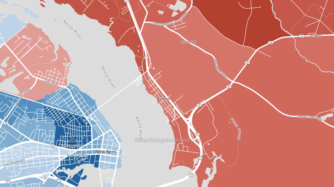 28519, NC block-group political-lean map