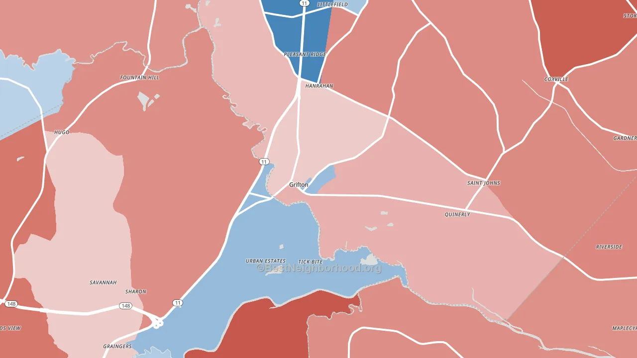 28530, NC block-group political-lean map