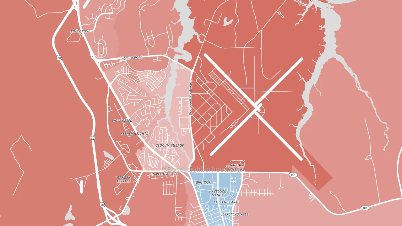 28533, NC block-group political-lean map