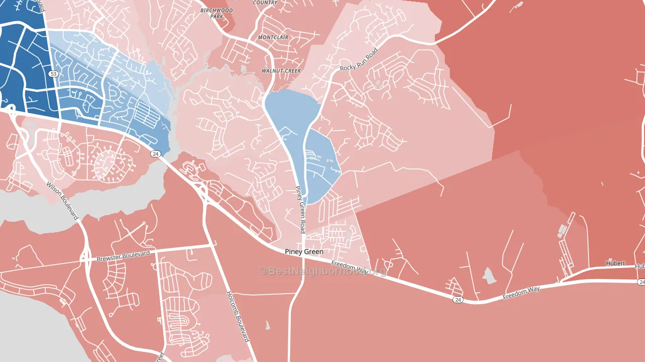 28544, NC block-group political-lean map