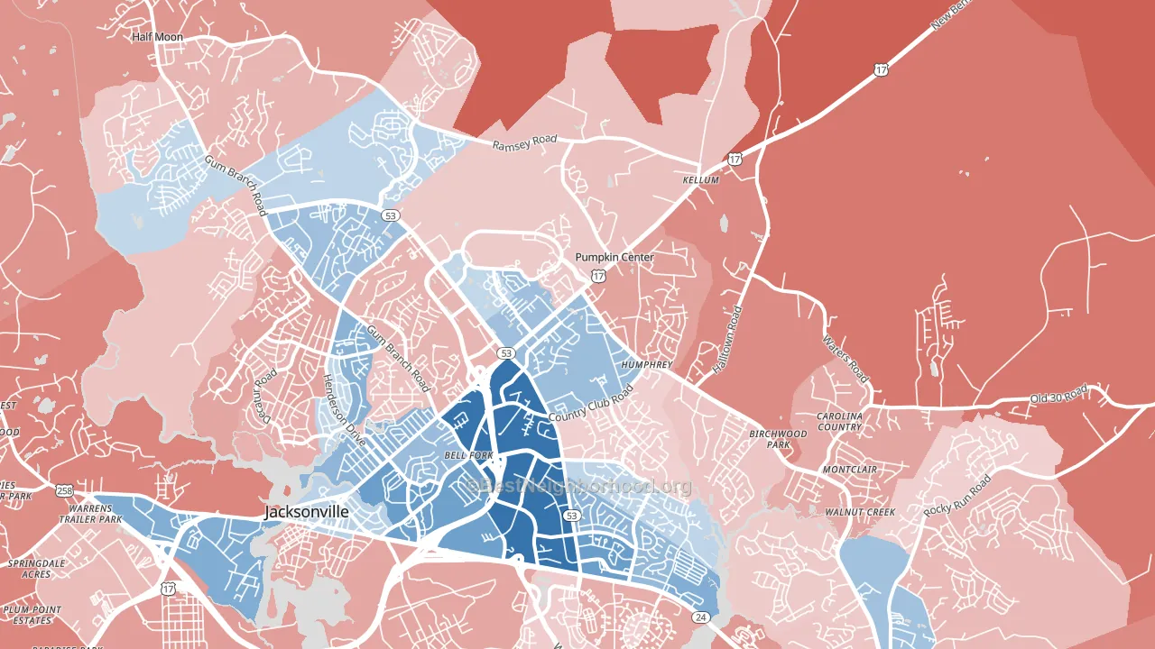 28546, NC block-group political-lean map