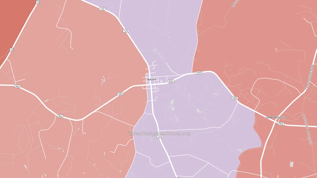 28554, NC block-group political-lean map