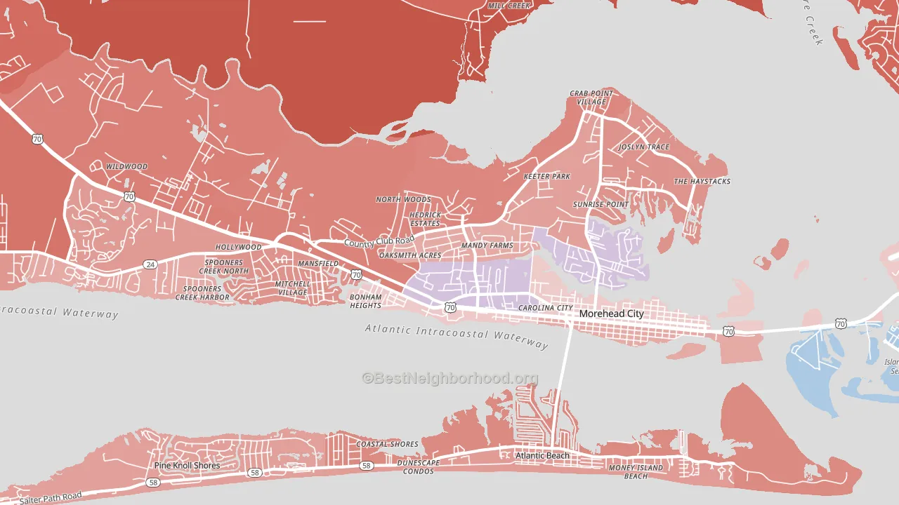 28557, NC block-group political-lean map