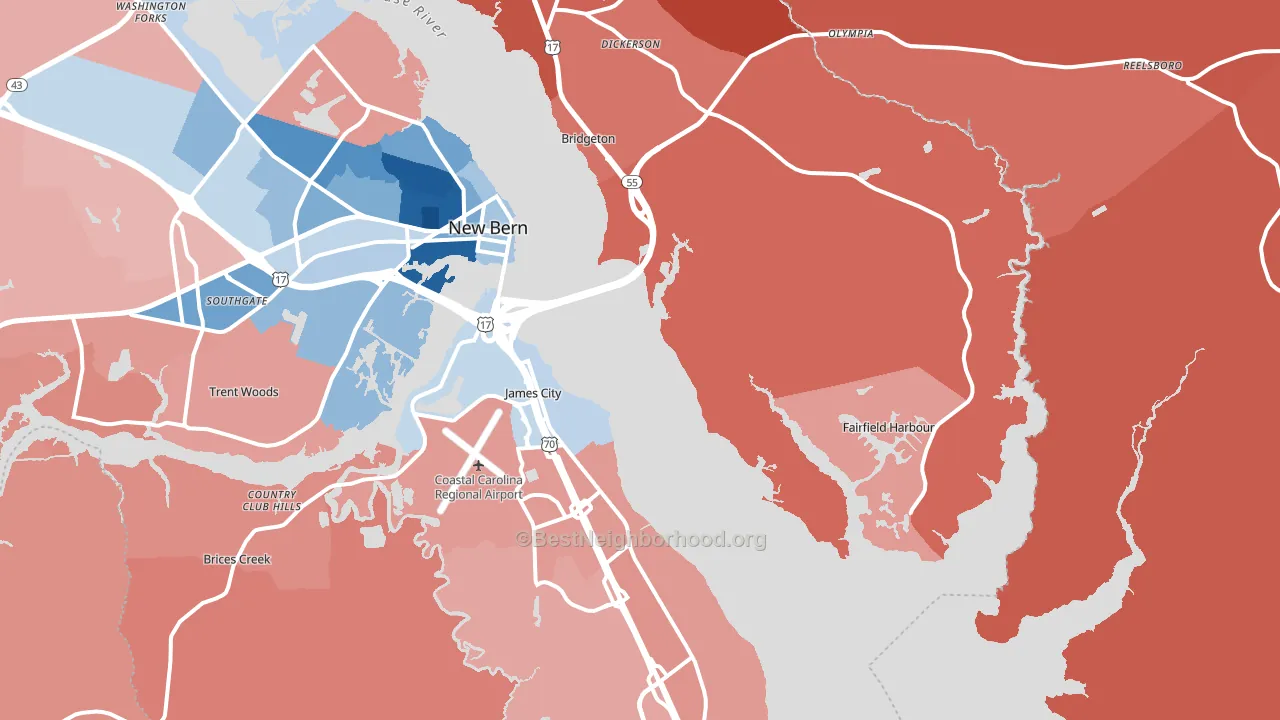 28560, NC block-group political-lean map