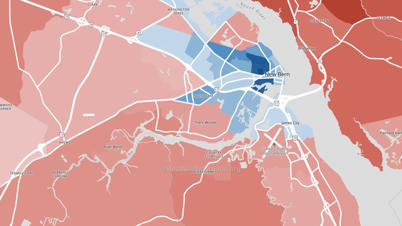28562, NC block-group political-lean map