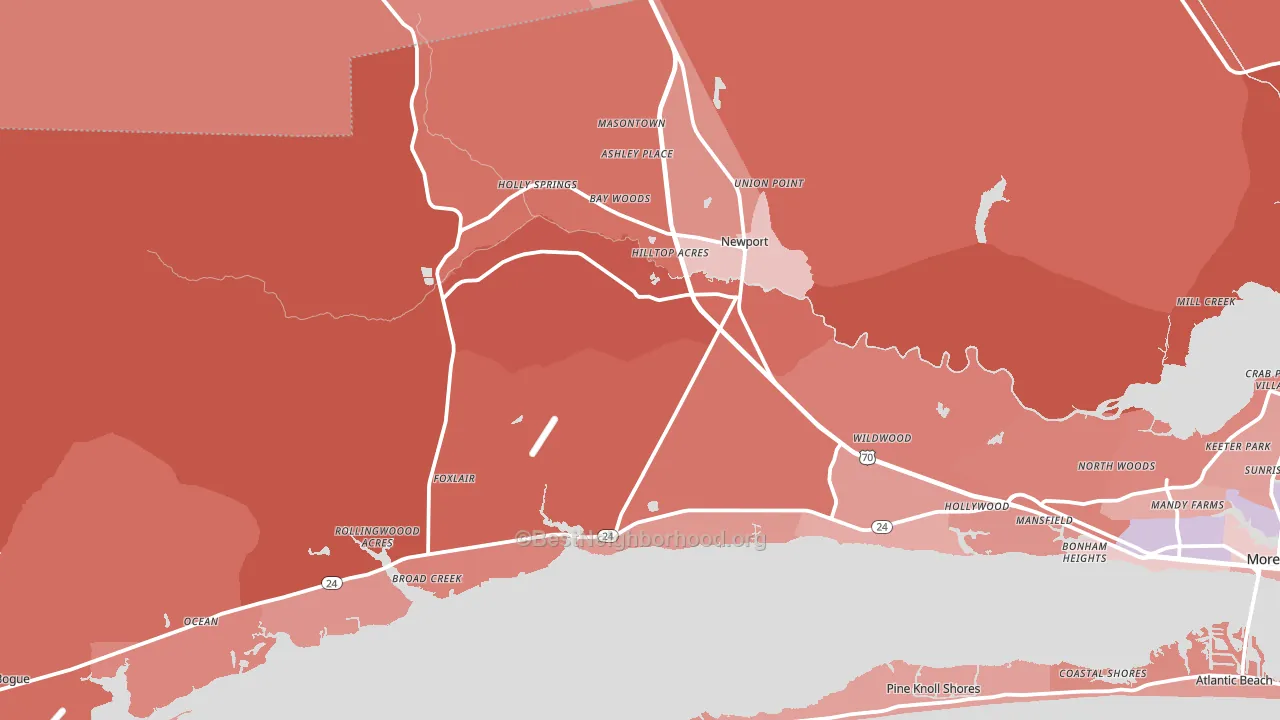 28570, NC block-group political-lean map