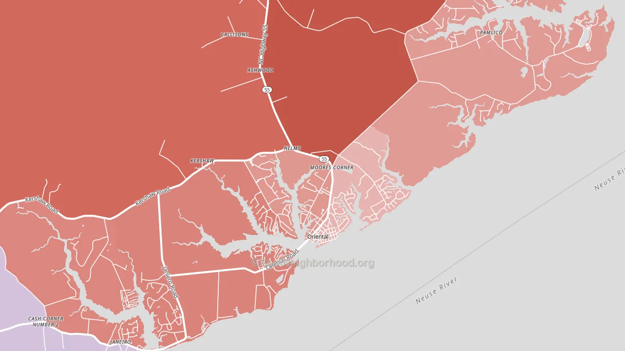 28571, NC block-group political-lean map