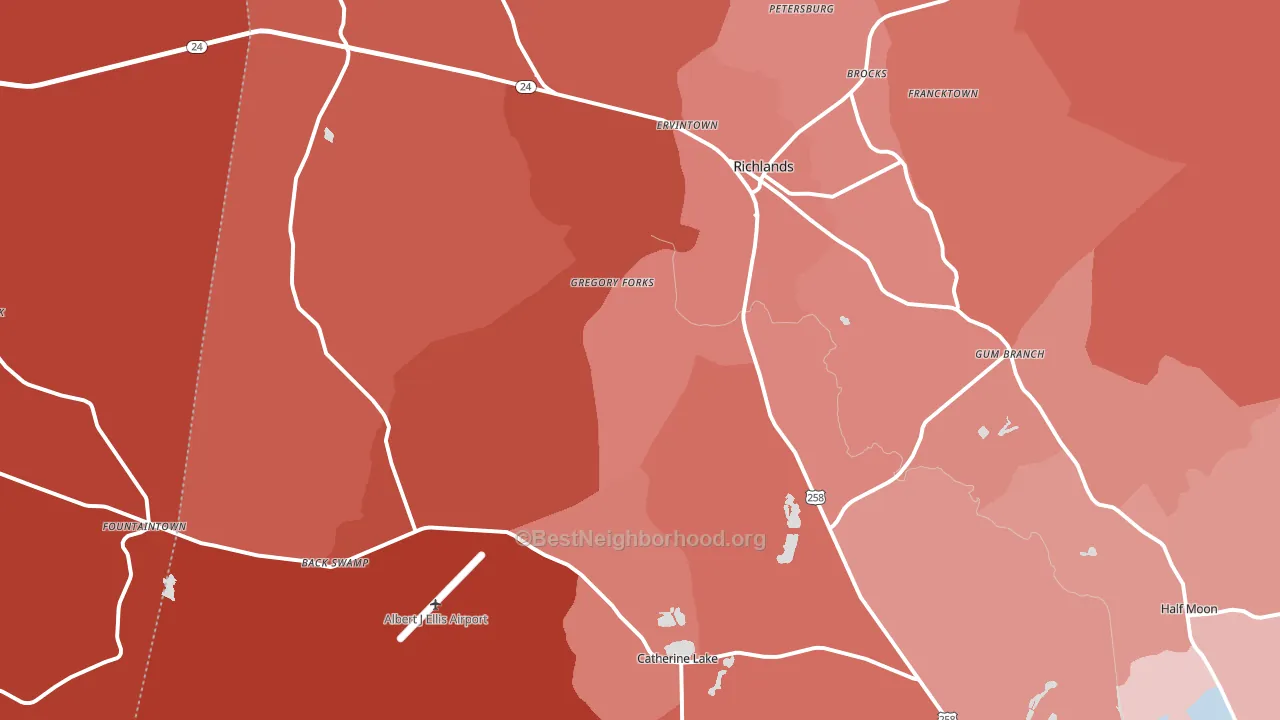 28574, NC block-group political-lean map