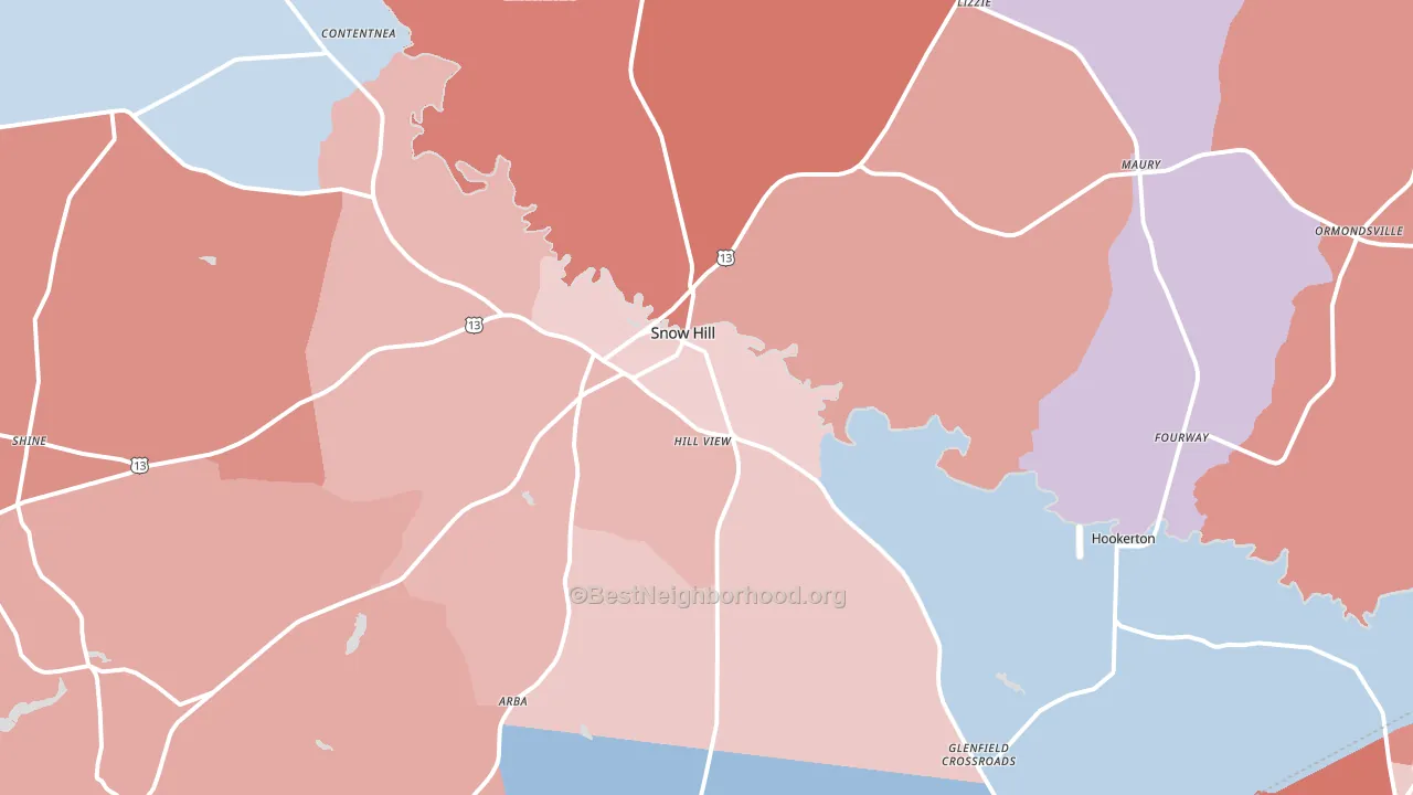 28580, NC block-group political-lean map