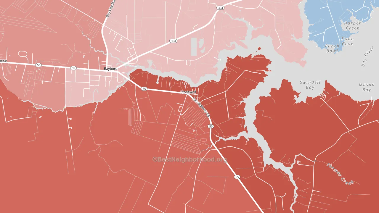28583, NC block-group political-lean map