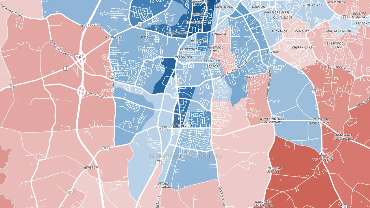 28590, NC block-group political-lean map
