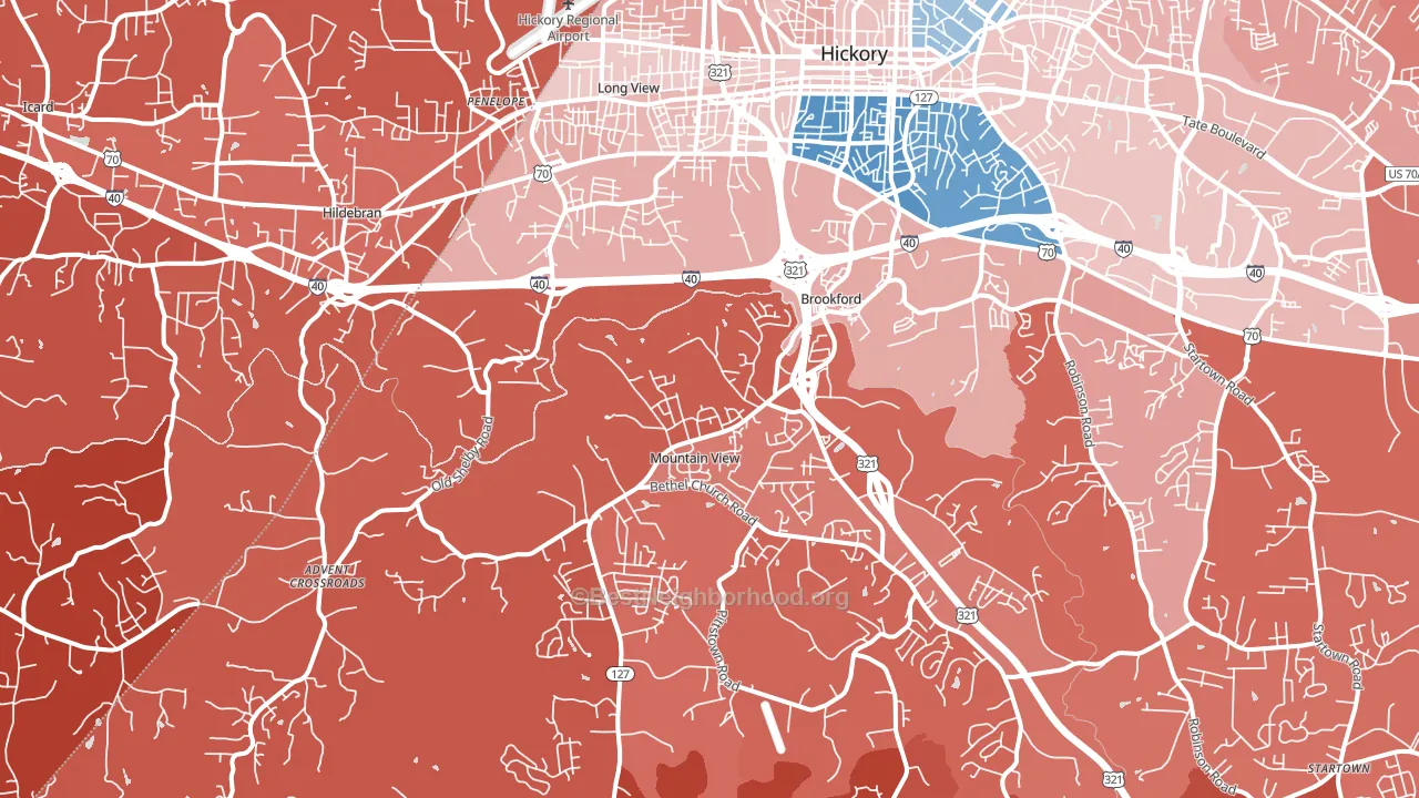 28602, NC block-group political-lean map