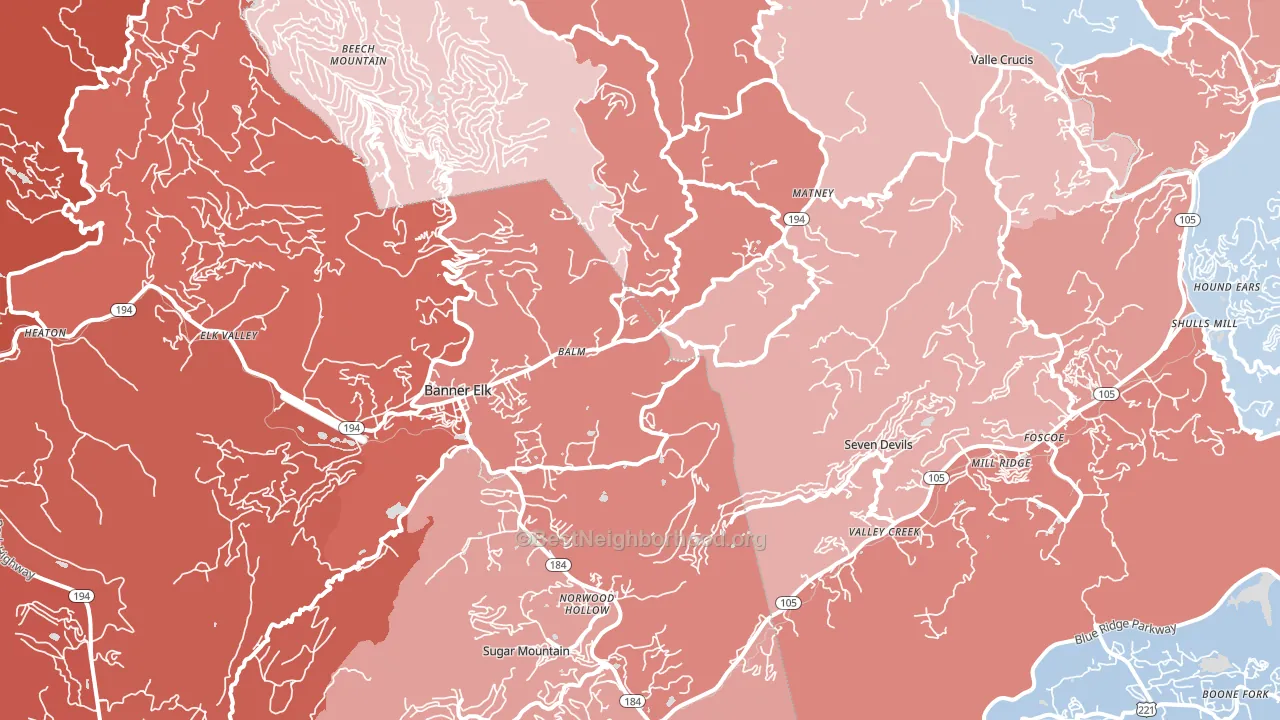 28604, NC block-group political-lean map