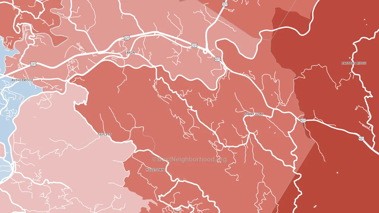 28618, NC block-group political-lean map