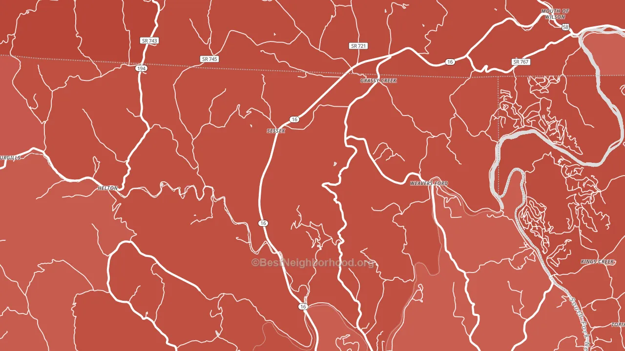 28631, NC block-group political-lean map