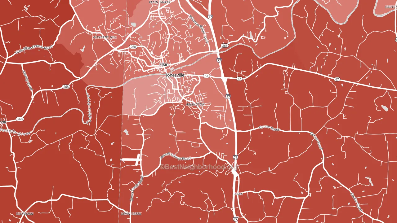 28642, NC block-group political-lean map