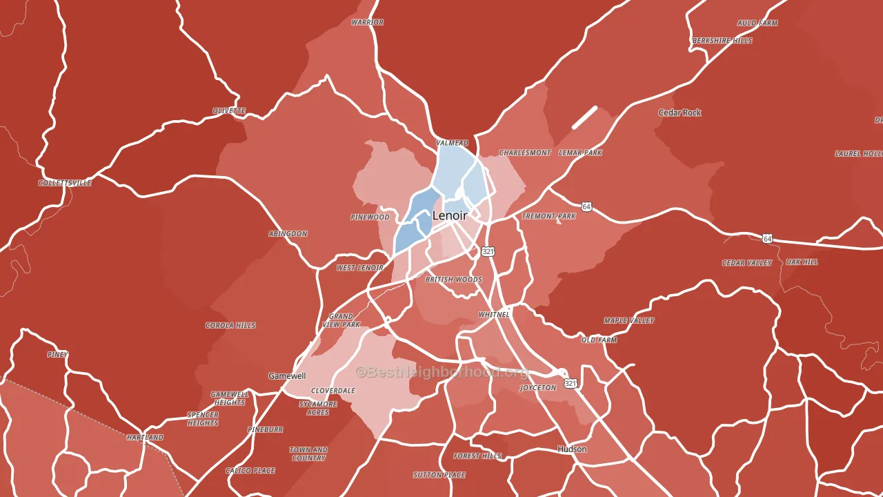 28645, NC block-group political-lean map