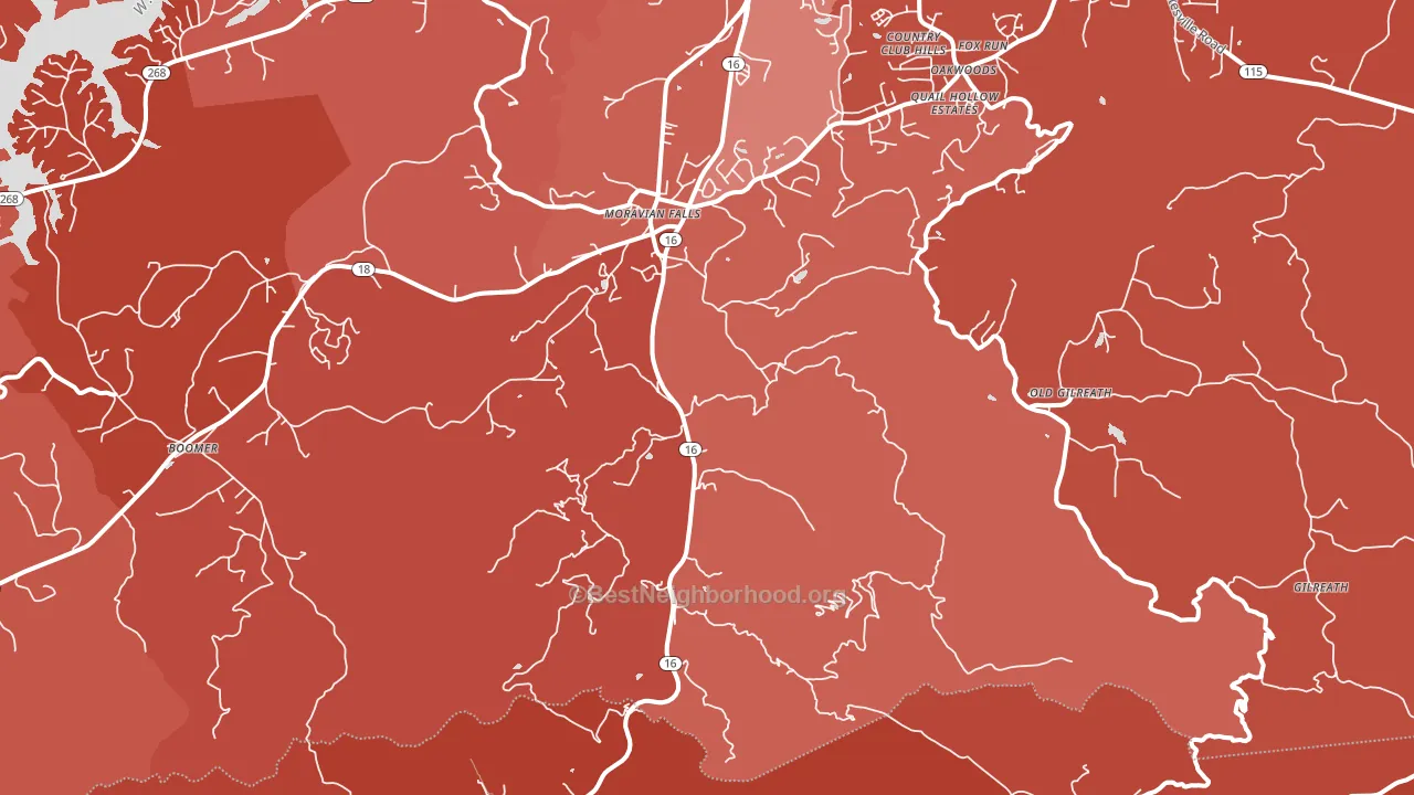 28654, NC block-group political-lean map