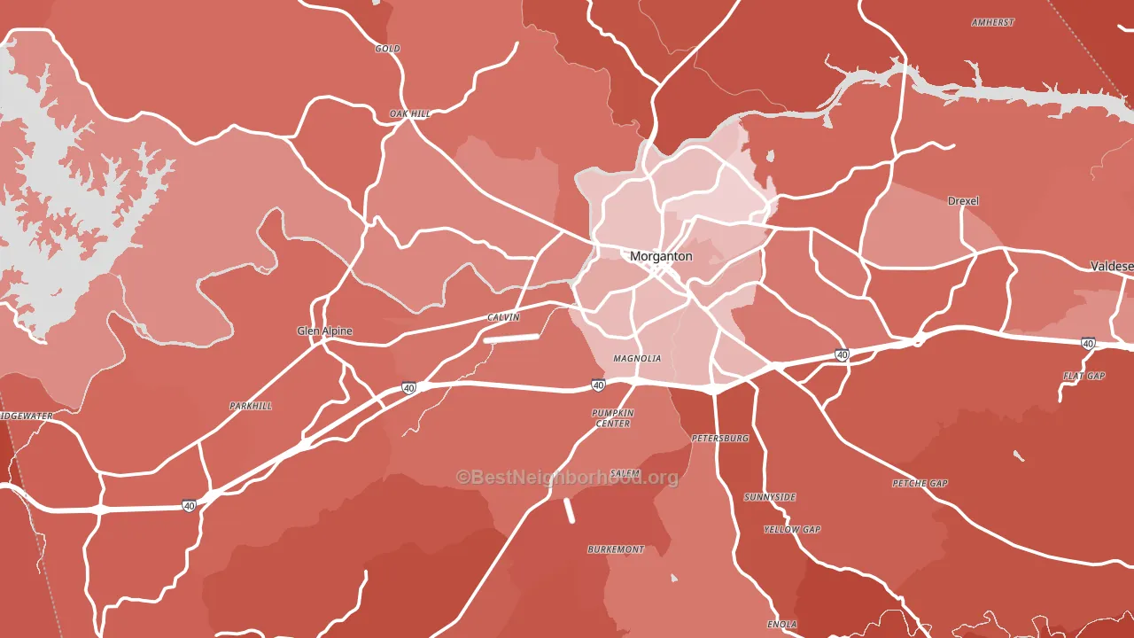 28655, NC block-group political-lean map