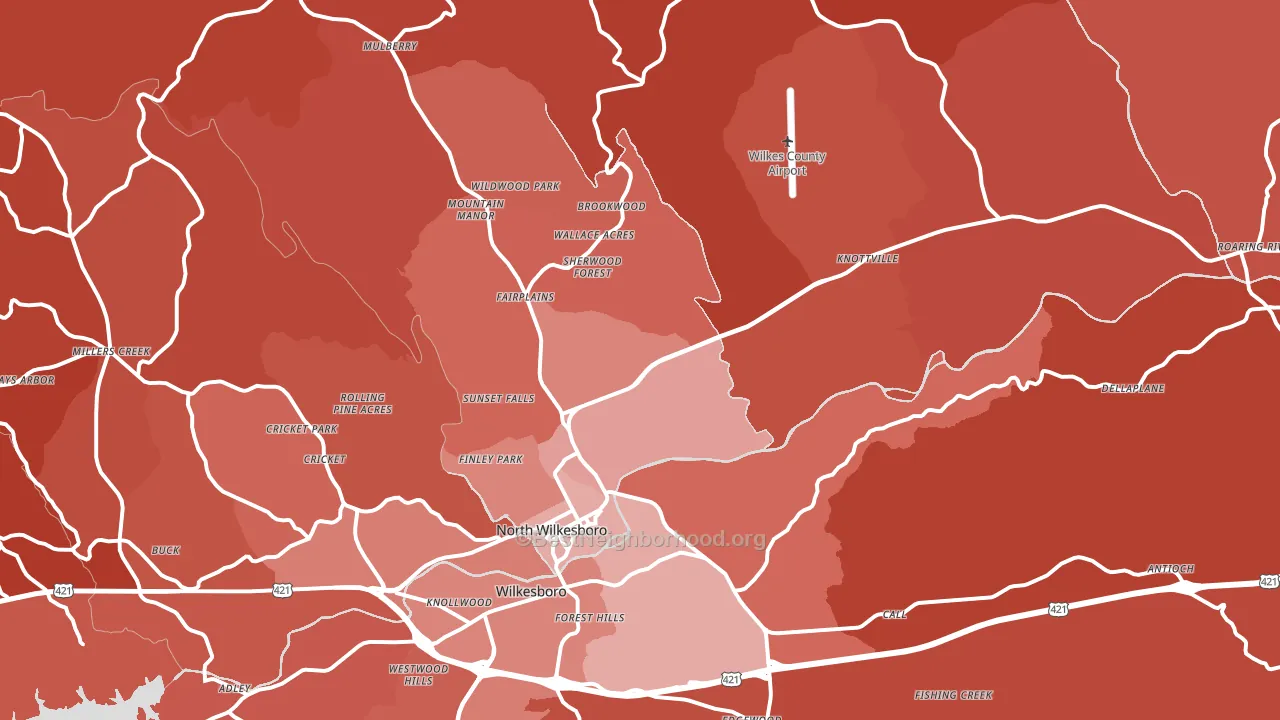 28659, NC block-group political-lean map