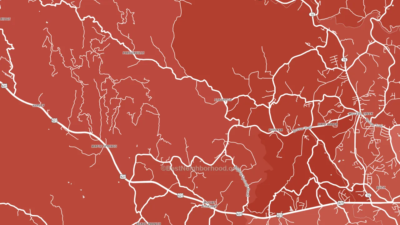 28665, NC block-group political-lean map