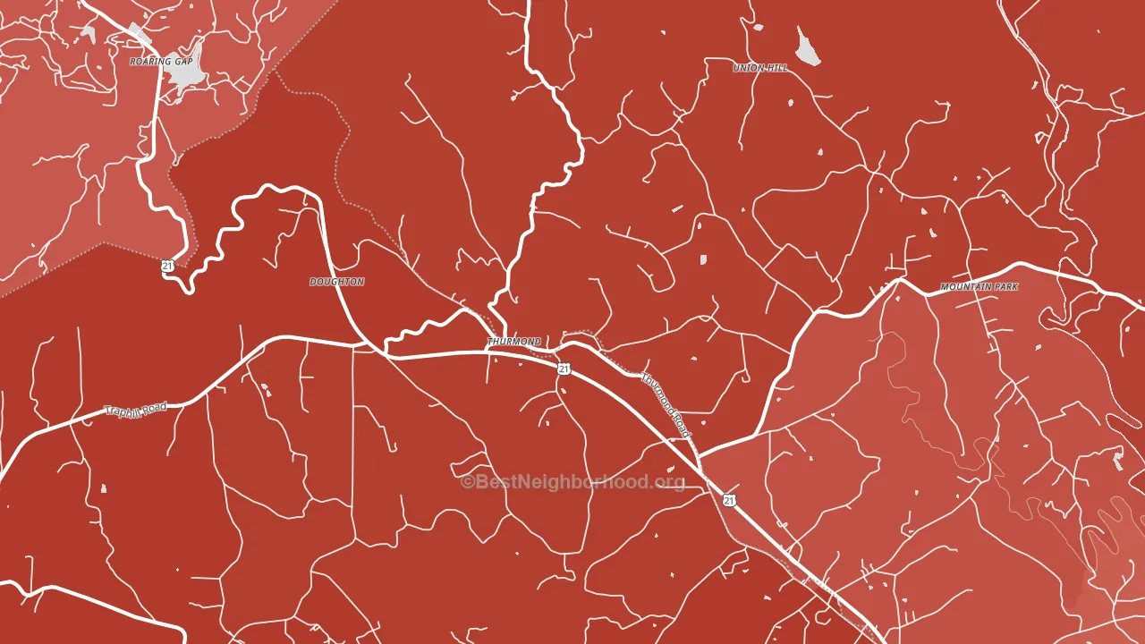 28683, NC block-group political-lean map
