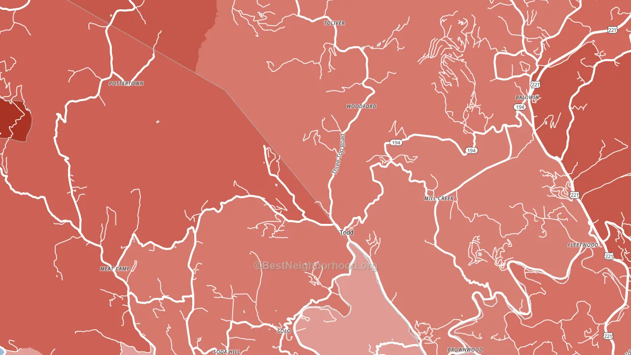 28684, NC block-group political-lean map