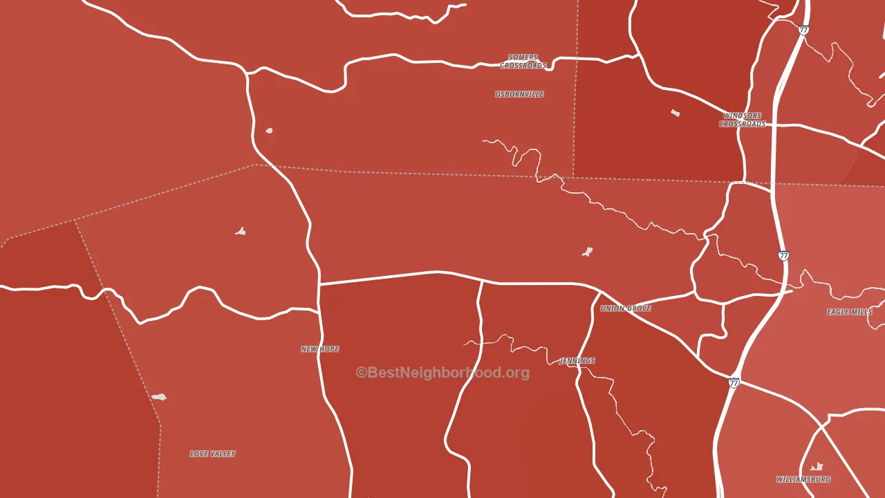 28689, NC block-group political-lean map