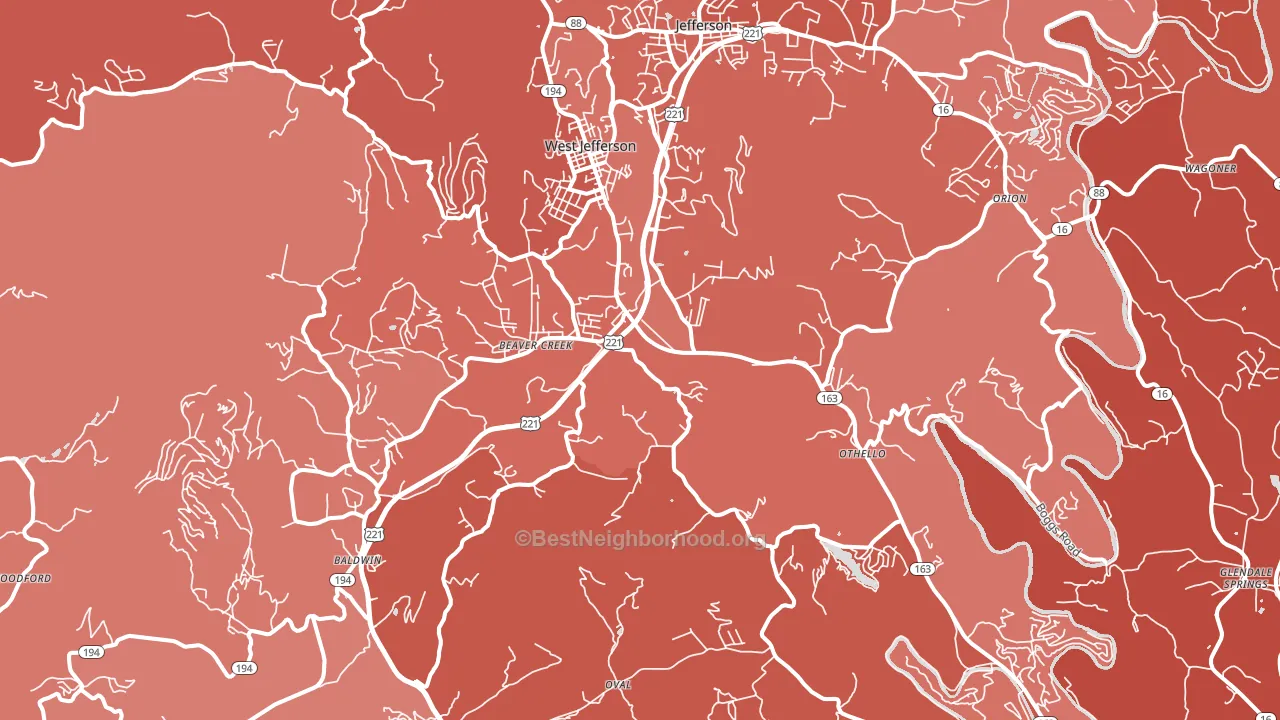28694, NC block-group political-lean map