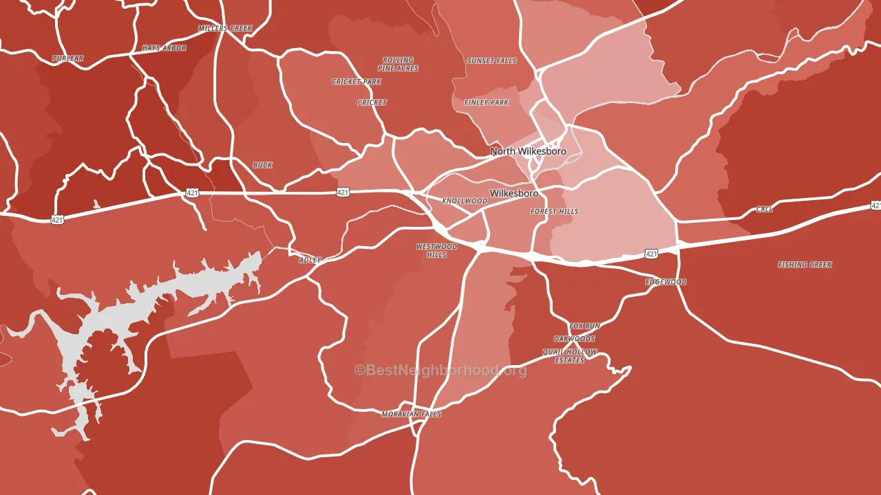 28697, NC block-group political-lean map