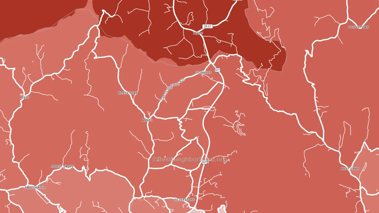 28698, NC block-group political-lean map