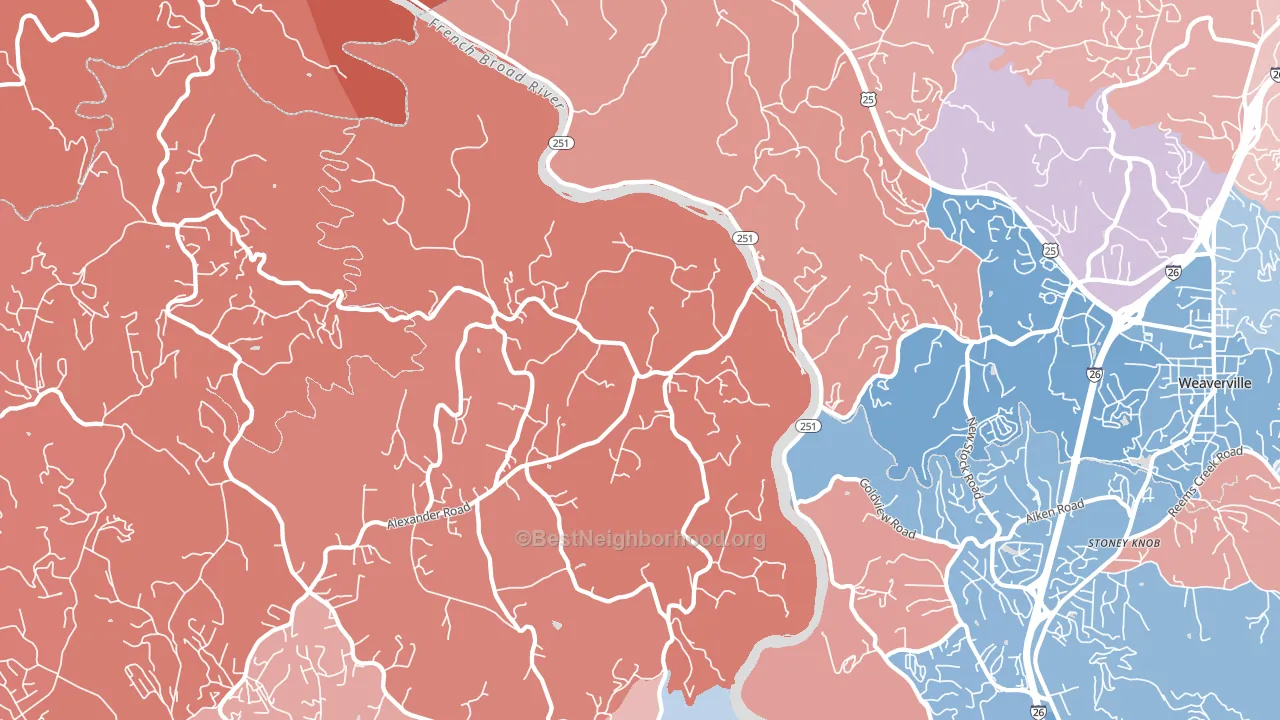 28701, NC block-group political-lean map
