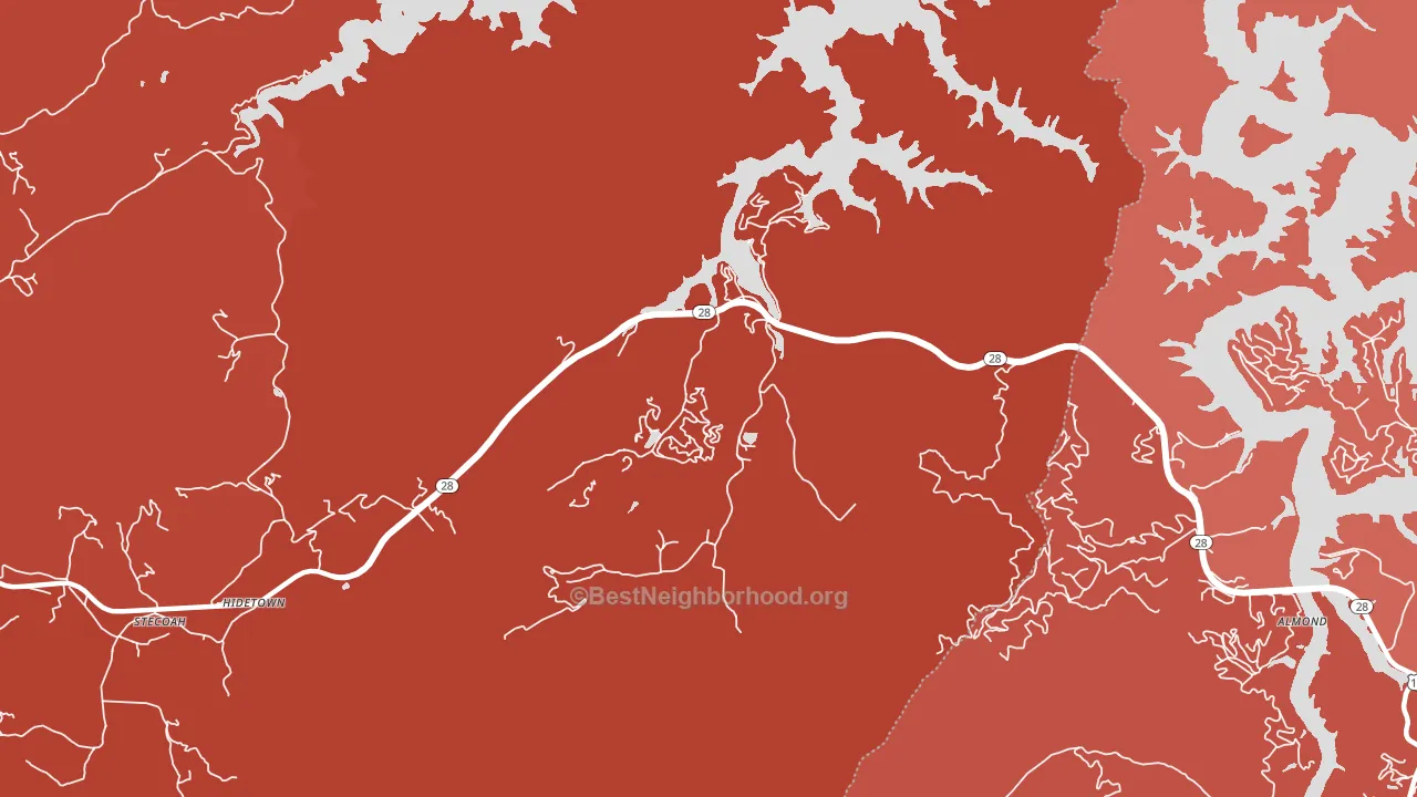 28702, NC block-group political-lean map
