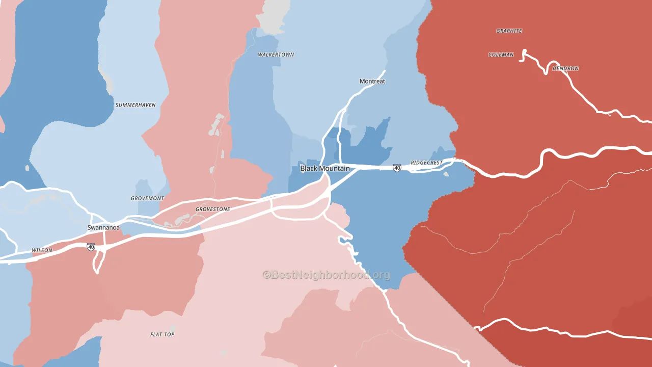 28711, NC block-group political-lean map