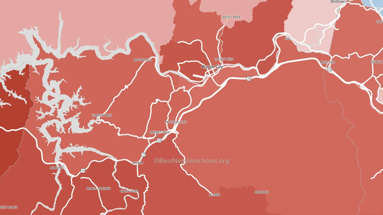 28713, NC block-group political-lean map