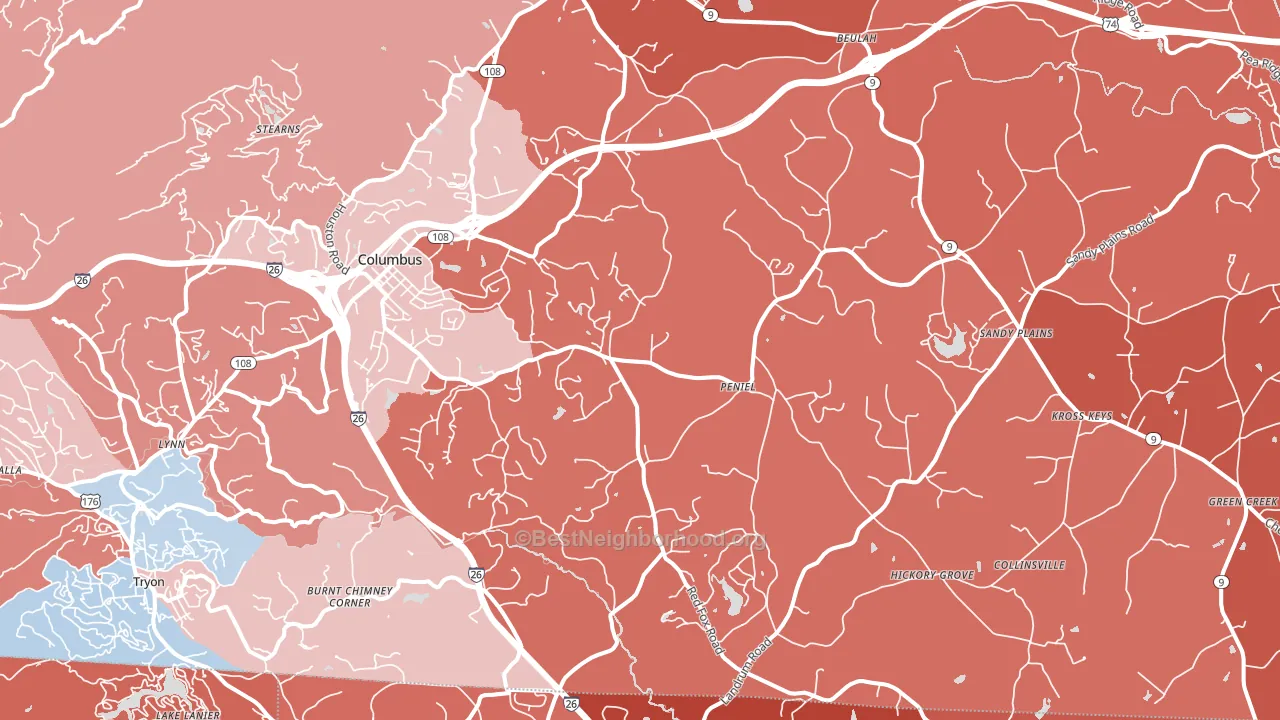 28722, NC block-group political-lean map