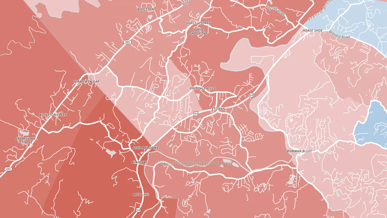 28729, NC block-group political-lean map